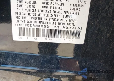 2016 Acura Ilx Premium A-Spec Packages/Technology Plus A-Spec Packages from USA, damaged, VIN 19UDE2F86GA000800